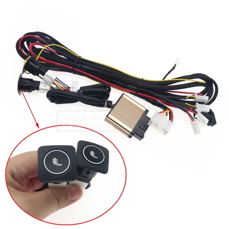 Interruptor calentador de asiento de coche de 12V con arnés de cableado