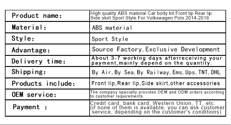 Kit carrocería Volkswagen Polo 2014-2018 vista frontal