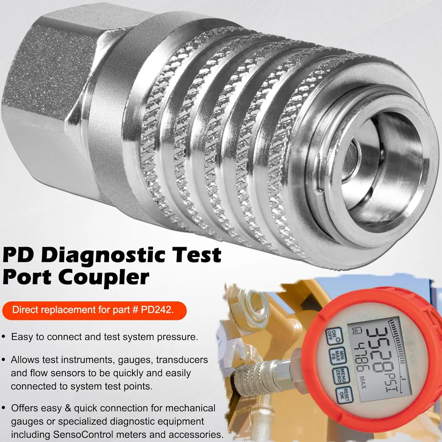 Puerto de prueba acero PD242 rosca 1/4" NPTF – diagnóstico motores - imagen 4
