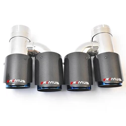 Punta de escape doble VREMUS de fibra de carbono y acero azul