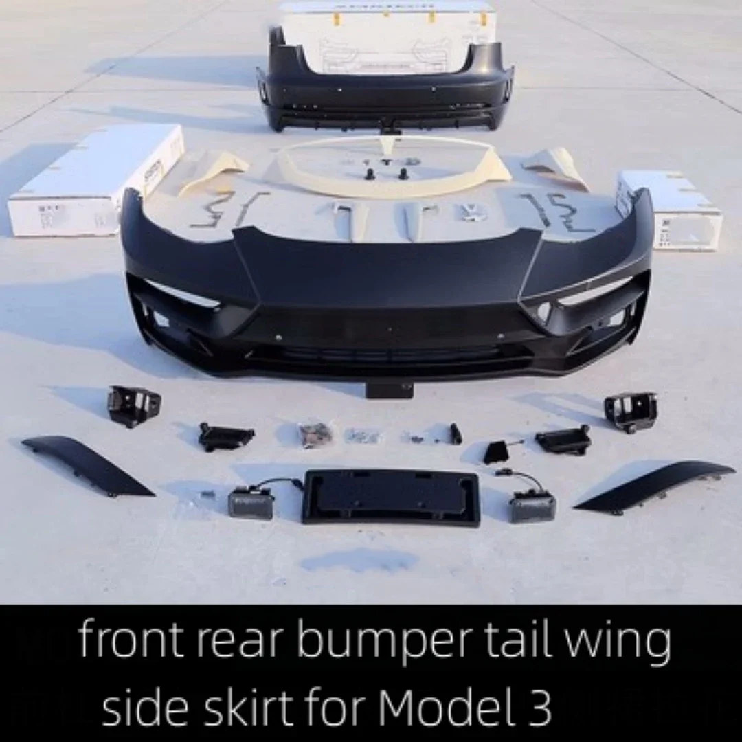 Kit de carrocería para Tesla Model 3, actualización Y, parachoques delantero trasero, cola, labio trasero, falda lateral, accesorios para coche