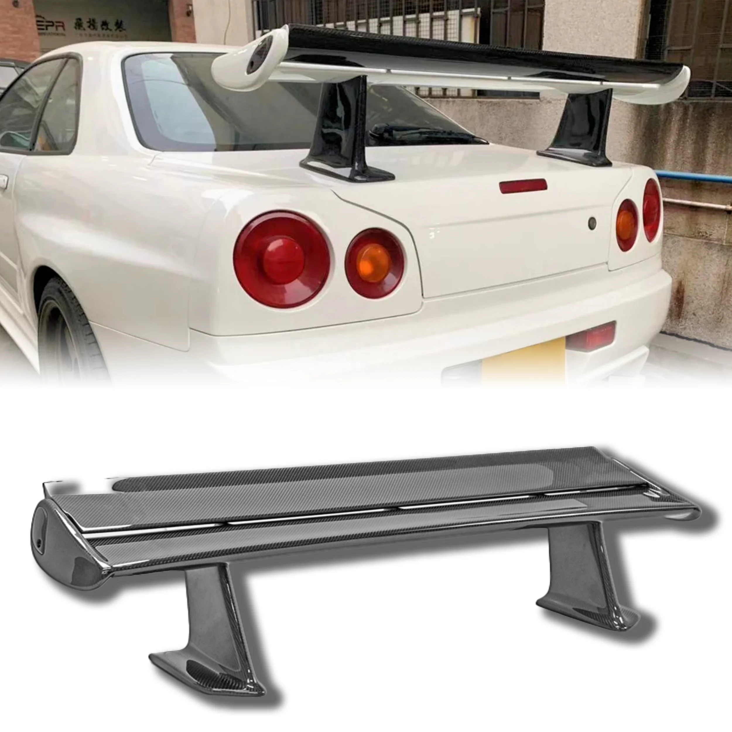 Alerón trasero de fibra de carbono EPA tipo GT para Nissan Skyline R34
