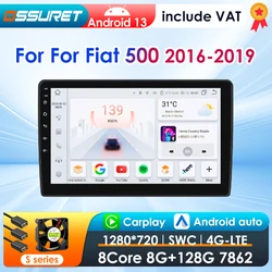 Radio 2DIN Android 13 con CarPlay, GPS y cámara 360 – Fiat 500