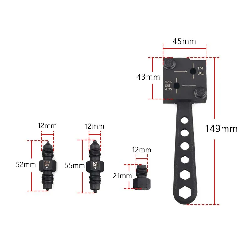 Herramienta de doble abocardado de línea de freno, 3/16 ", SAE DIN ISO, automotriz, desmontable, de mano, 45 grados, para manguera de freno, tubo de cobre de 4,75mm - imagen 2