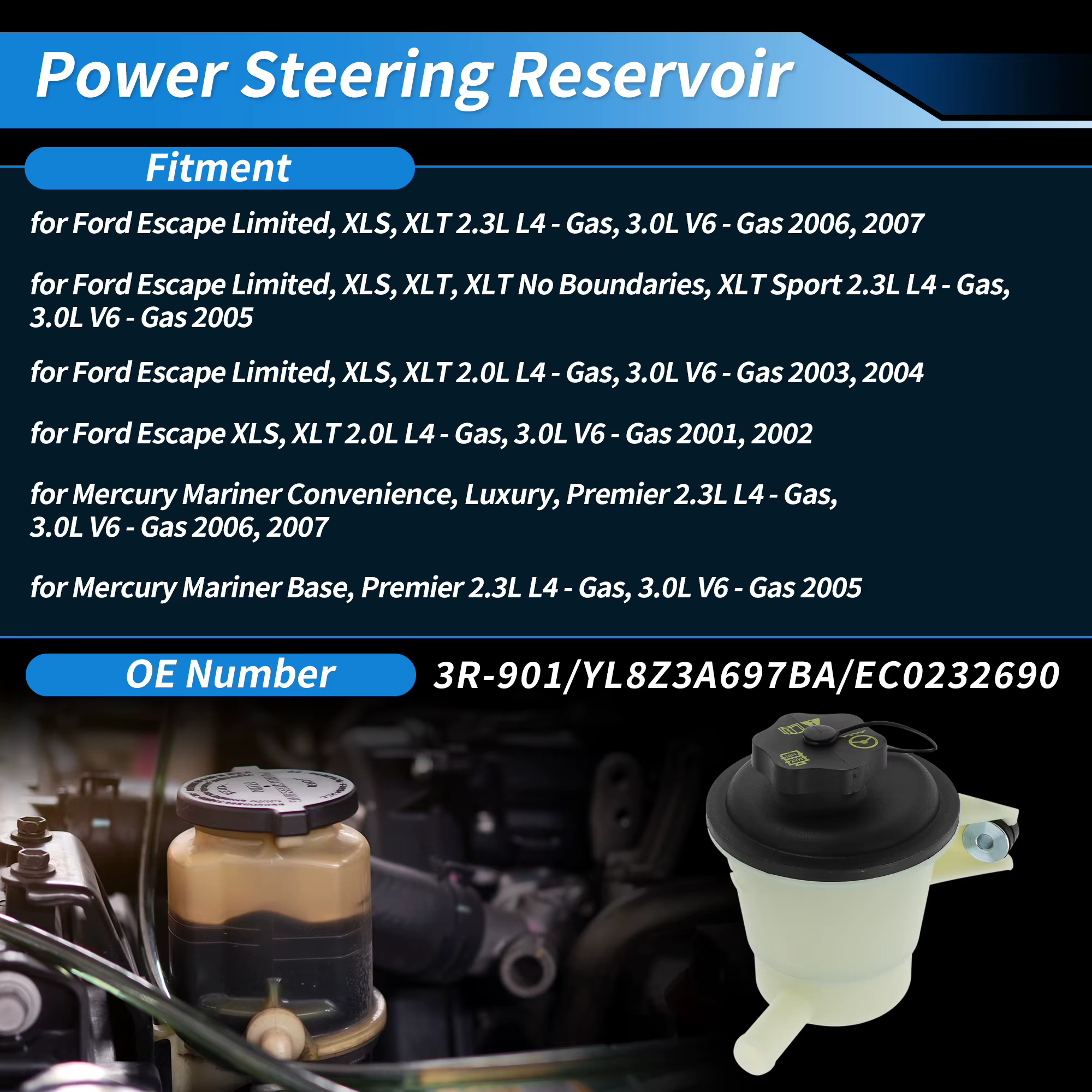 Depósito dirección asistida UXCELL YL8Z3A697BA – Ford Escape 03-07