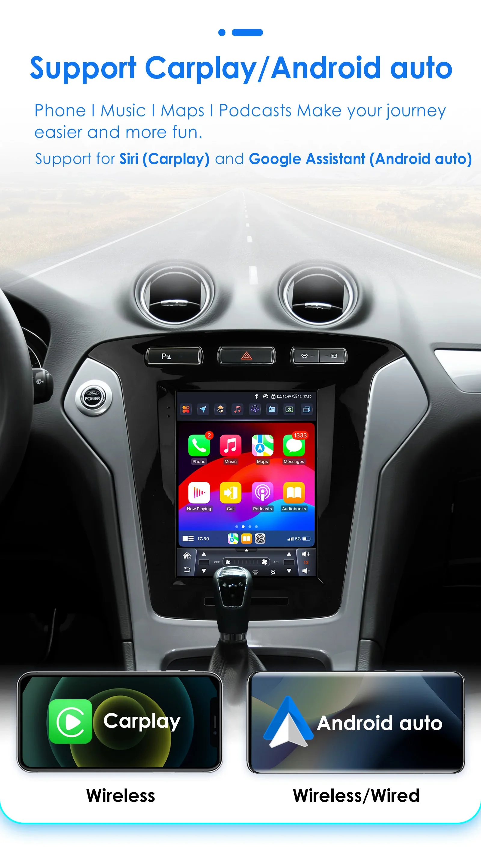 Hizpo 9,7 "Radio de coche Android para Ford Mondeo Mk4 Galaxy A/C 2011-2013 para reproductor de vídeo Multimedia estilo Tesla 2Din GPS Carplay - imagen 4