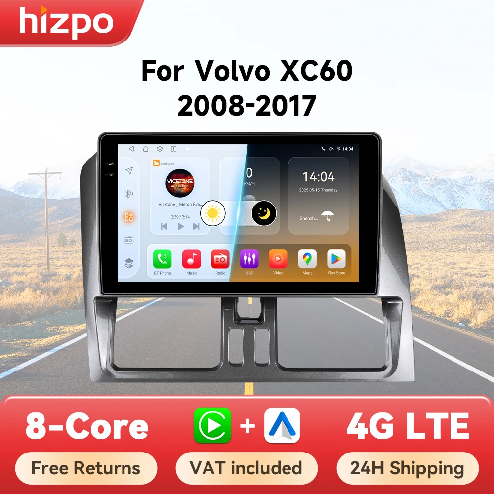 Radio 2 Din Hizpo para Volvo XC60 con CarPlay, Android Auto y GPS