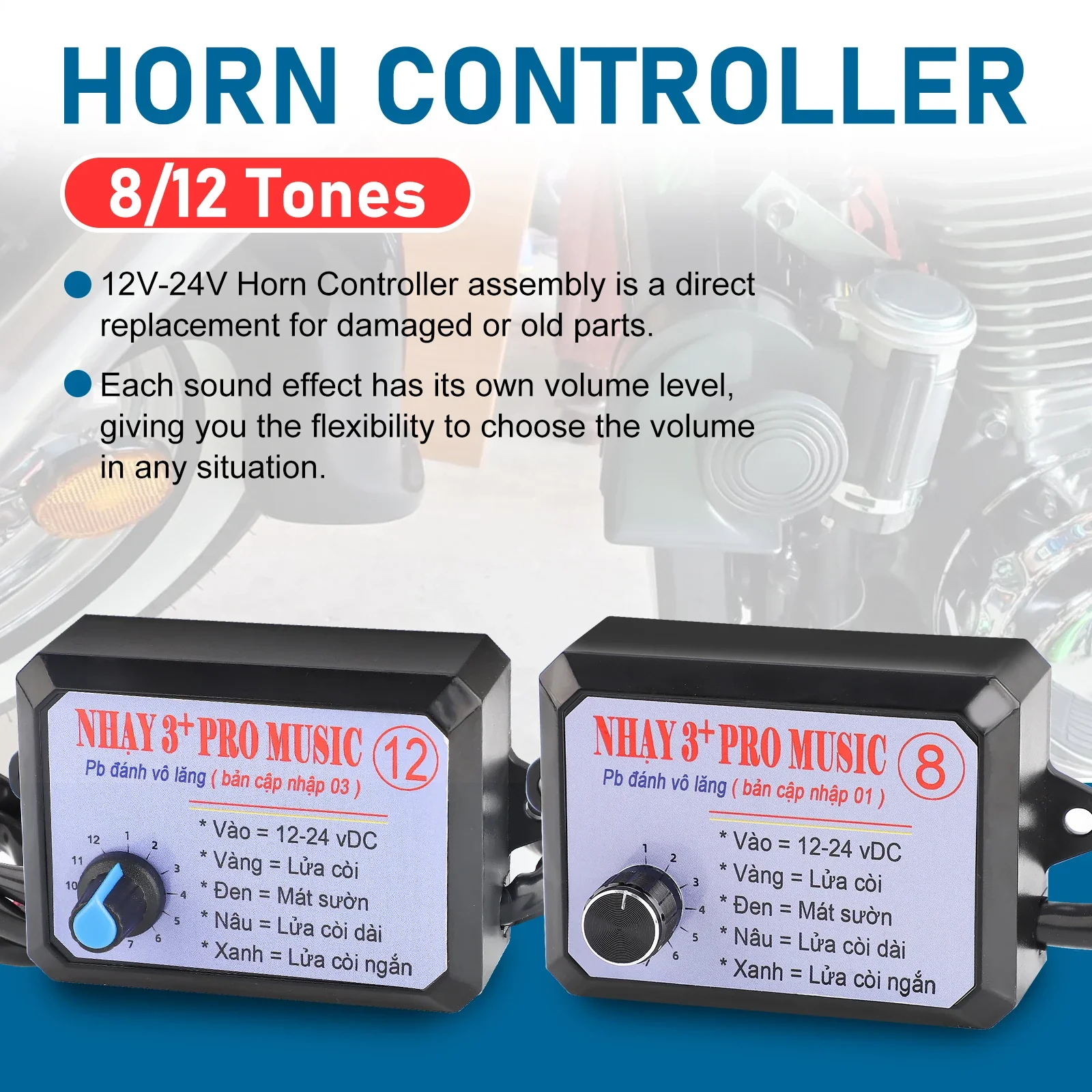 Controlador de bocina 12-24V con 12 efectos para coche, camión y moto - imagen 2