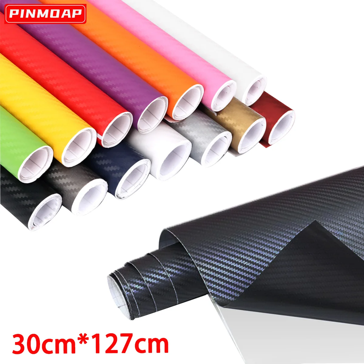 PINMOAP Pegatina 3D efecto fibra de carbono para coche, cambia de color
