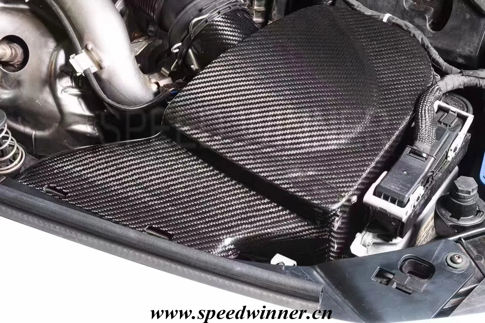 Sistema de admisión de aire SpeedWinner, Kit de admisión de fibra de carbono 100% seca, fuelle frío para Mercedes BENZ AMG A35 W177 A35L CLA35 M260 2,0 T - imagen 4