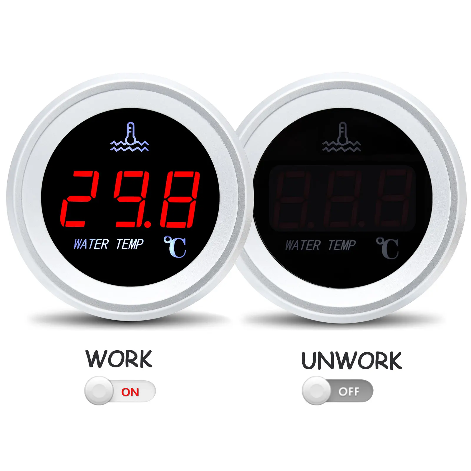Temperatura del agua 0-120 C 52 mm con alarma y sensor 1/8NPT - barco - imagen 3