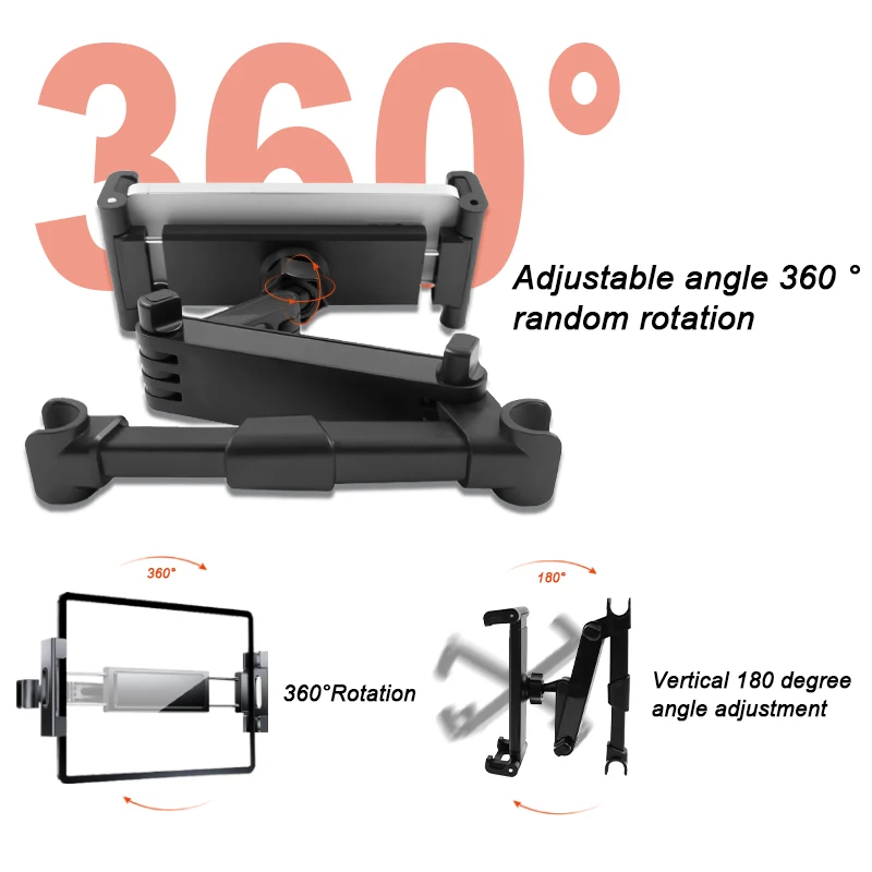 Soporte tablet reposacabezas coche ajustable 360° universal 5-13 pulgadas - imagen 3
