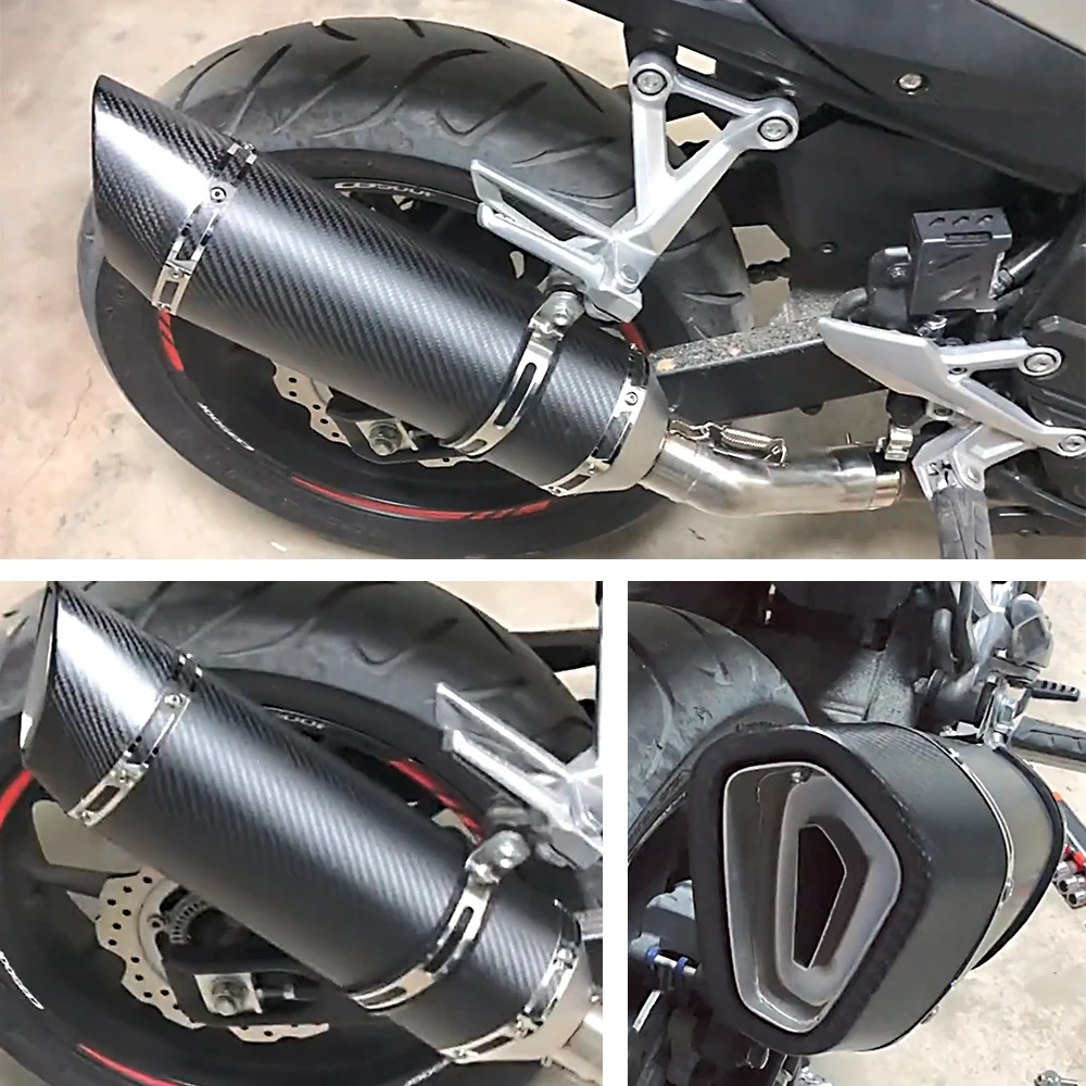 Tubo escape medio inox fibra carbono DB Killer CFMOTO 400NK 650NK - imagen 3