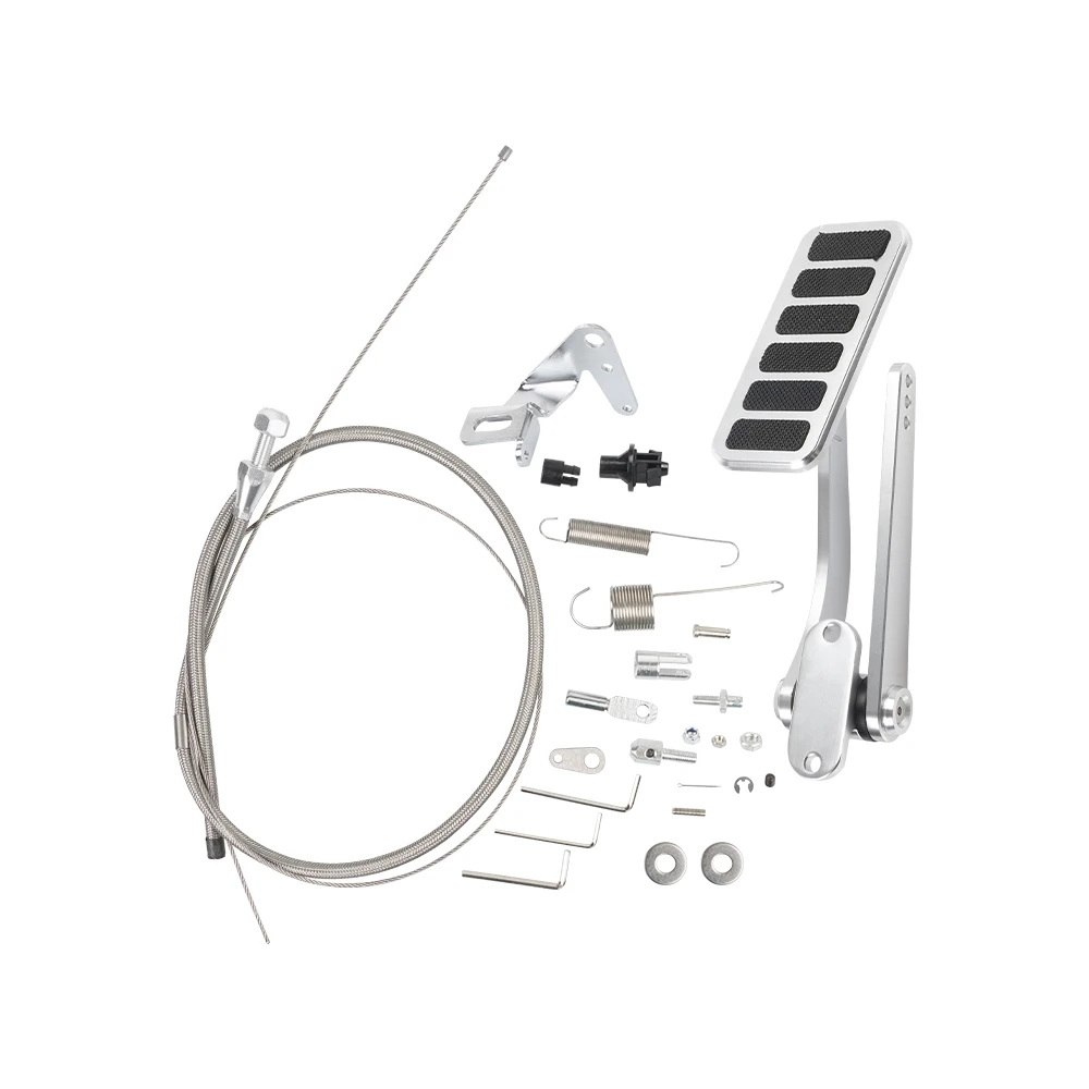 Kit pedal acelerador universal pulido con cable trenzado y soporte - imagen 3