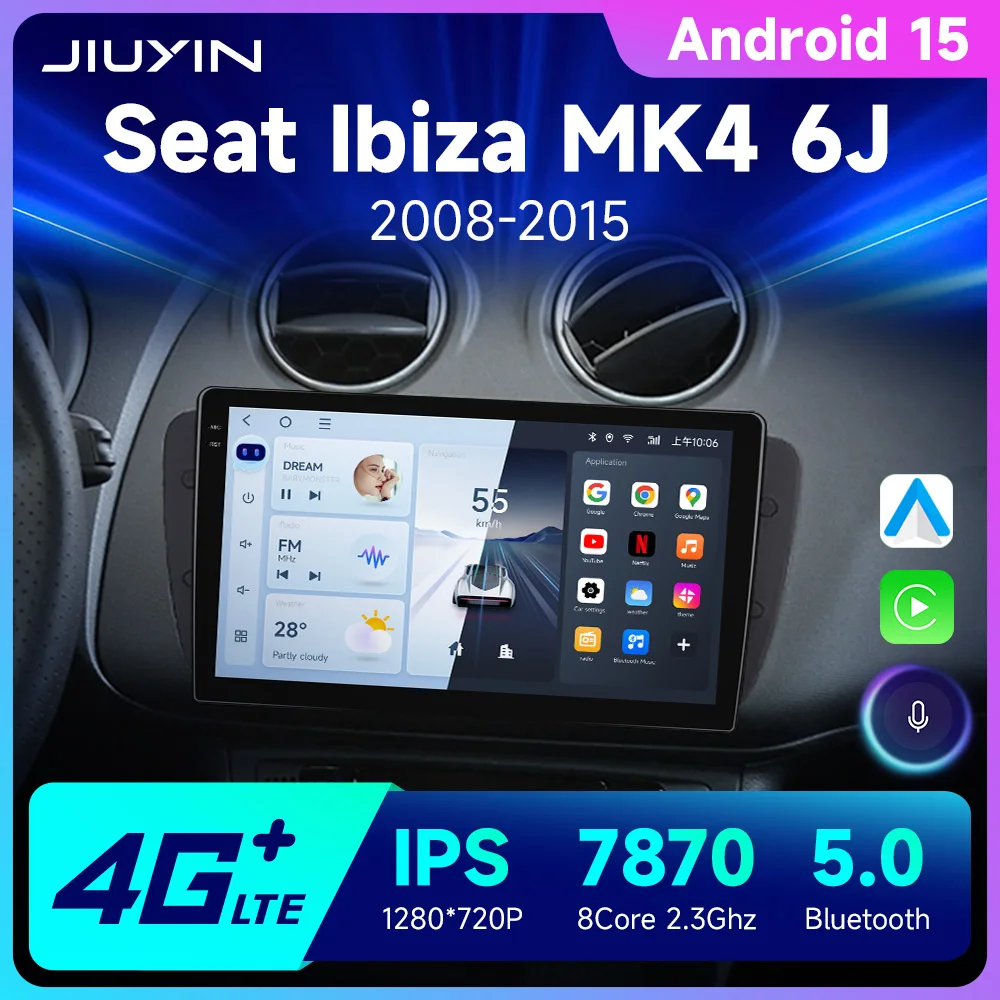 Radio Multimedia 2 DIN JIUYIN con CarPlay y GPS – Seat Ibiza 2009-2013