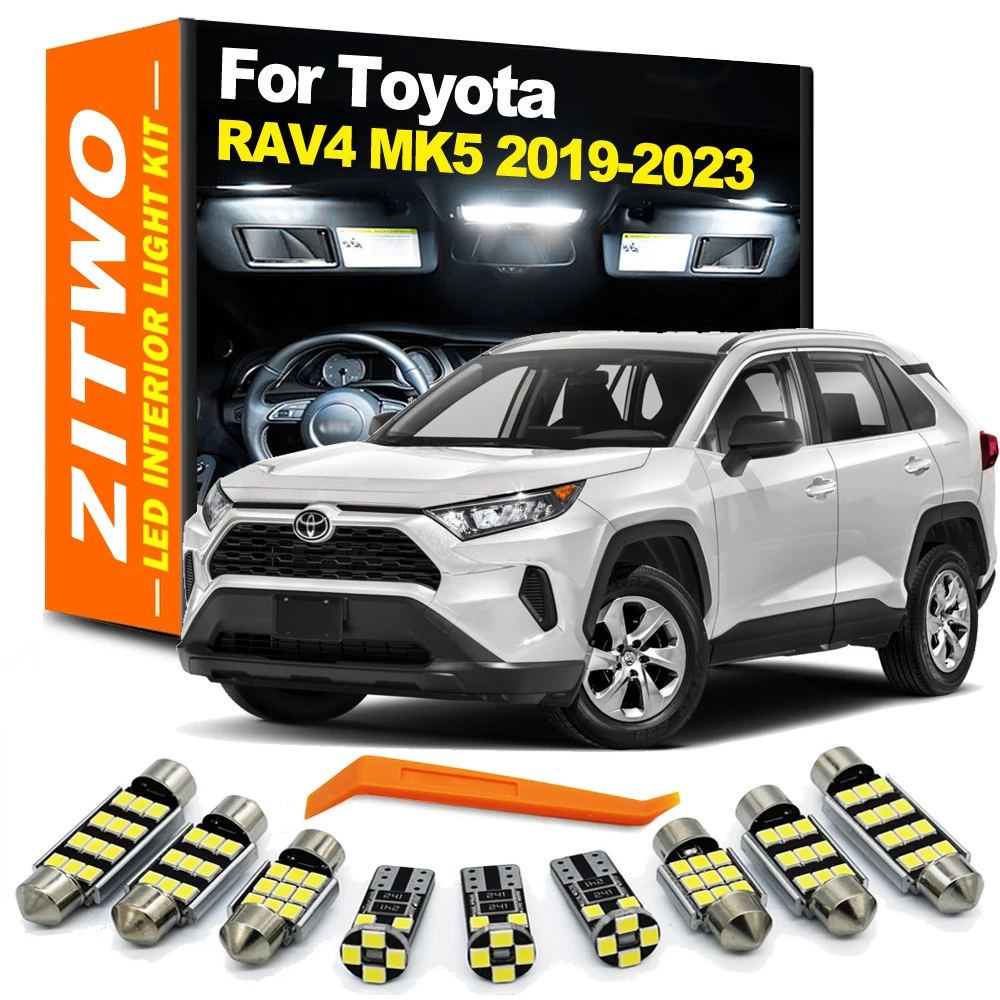 ZITWO-Kit de bombillas LED para Interior de coche, 10 Uds., para Toyota RAV4 MK5 5 V 2019 2020 2021 2022 2023 2024, Kit de luces para maletero de lectura con cúpula de mapa