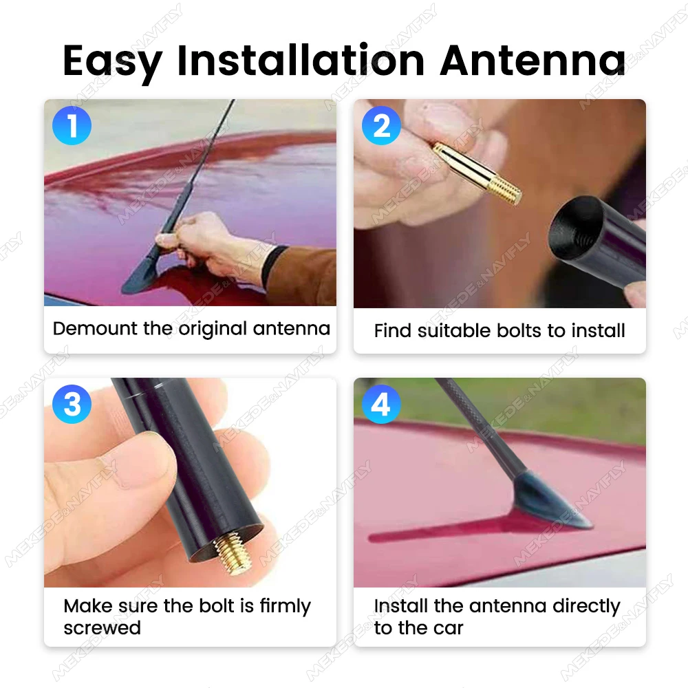 MEKEDE Antena de techo AM/FM fibra de carbono 12cm universal - imagen 3
