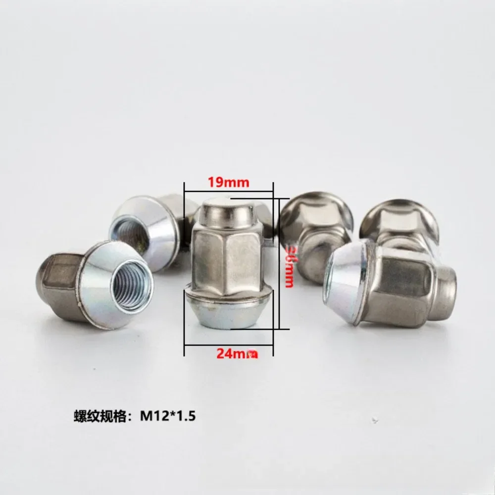 Tuercas de rueda inoxidables M12x1,5 para Buick, 19x36 mm