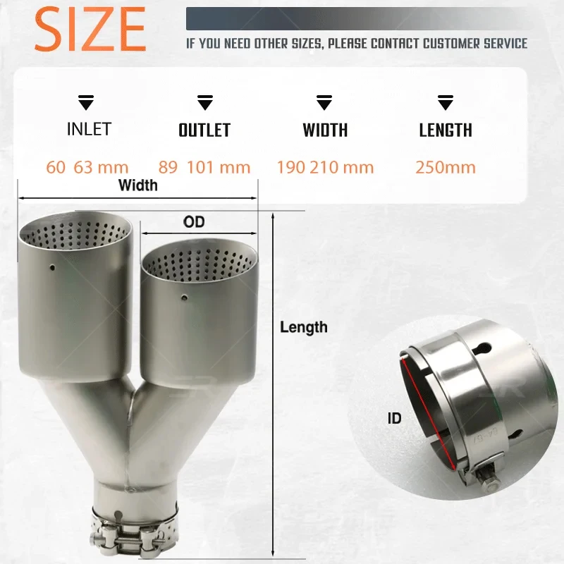 Punta de silenciador de coche de acero inoxidable doble mate, sistema de punta de escape, punta de escape Universal, 60MM, 63mm, boquilla GTI MK7 Golf7, 1 Uds. - imagen 2