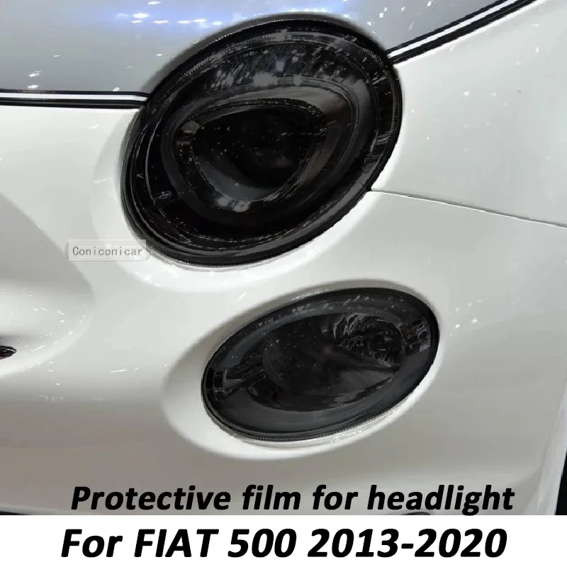 Lámina protectora de faros ahumada TPU para Fiat 500 Abarth 2013-2020