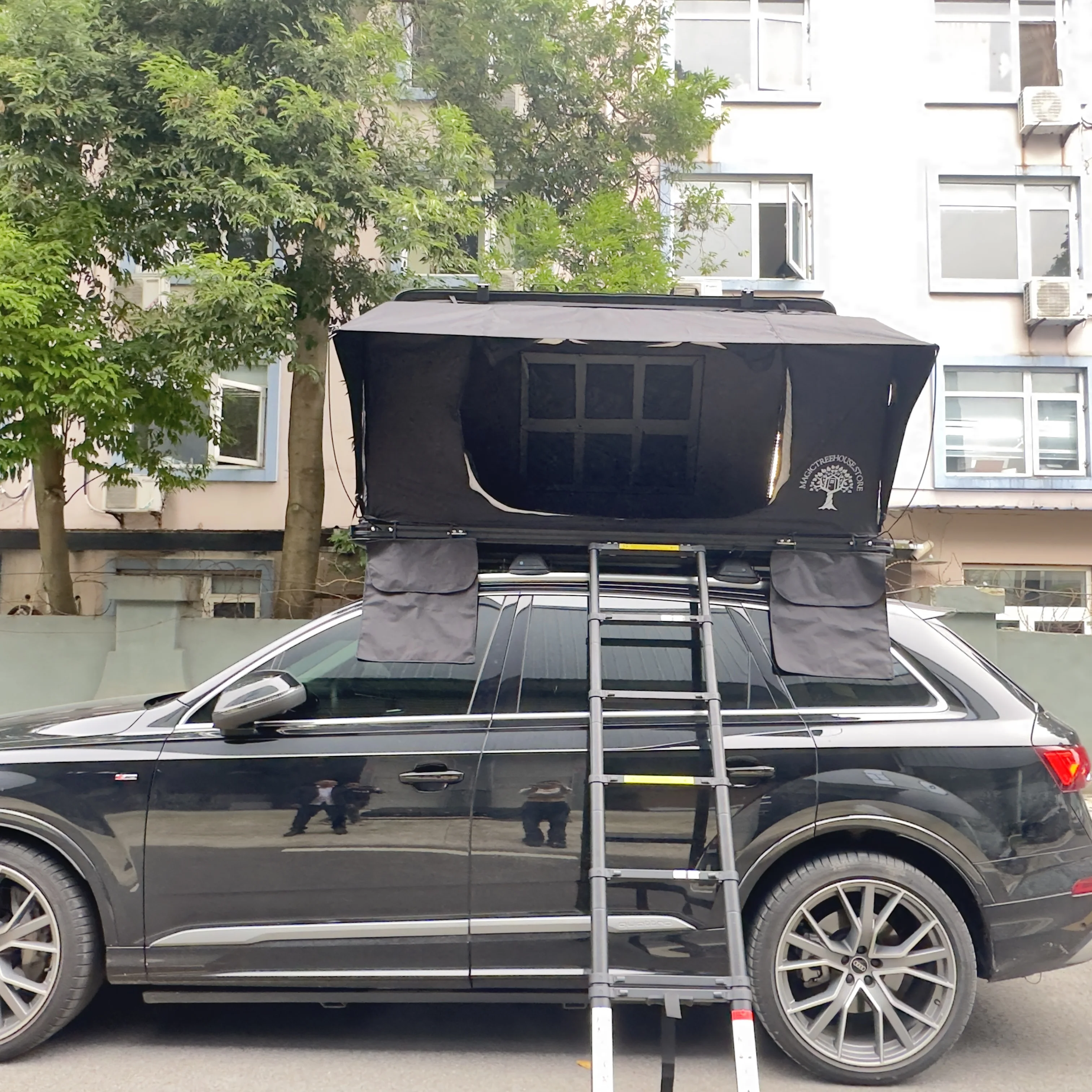 Tienda de campaña para techo de coche de aluminio 4x4, tienda superior impermeable para techo, tienda lateral abierta para 3-4 personas, tienda para techo de carcasa dura