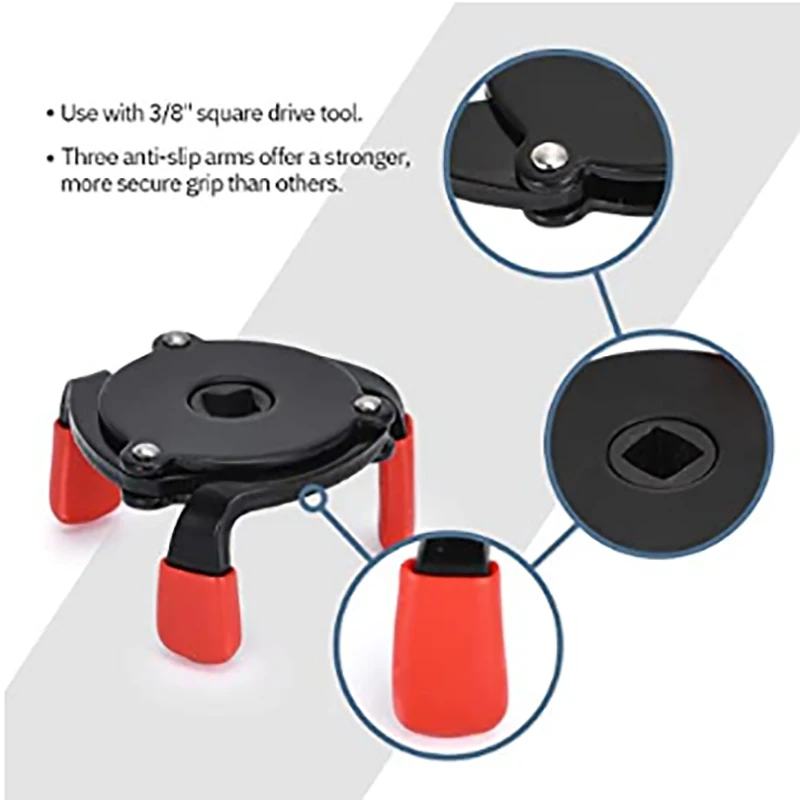 Herramienta de extracción de filtro de aceite para coche, herramienta Universal de alta calidad, 3 mandíbulas, interfaz de herramientas especiales, llave de filtro de aceite - imagen 3