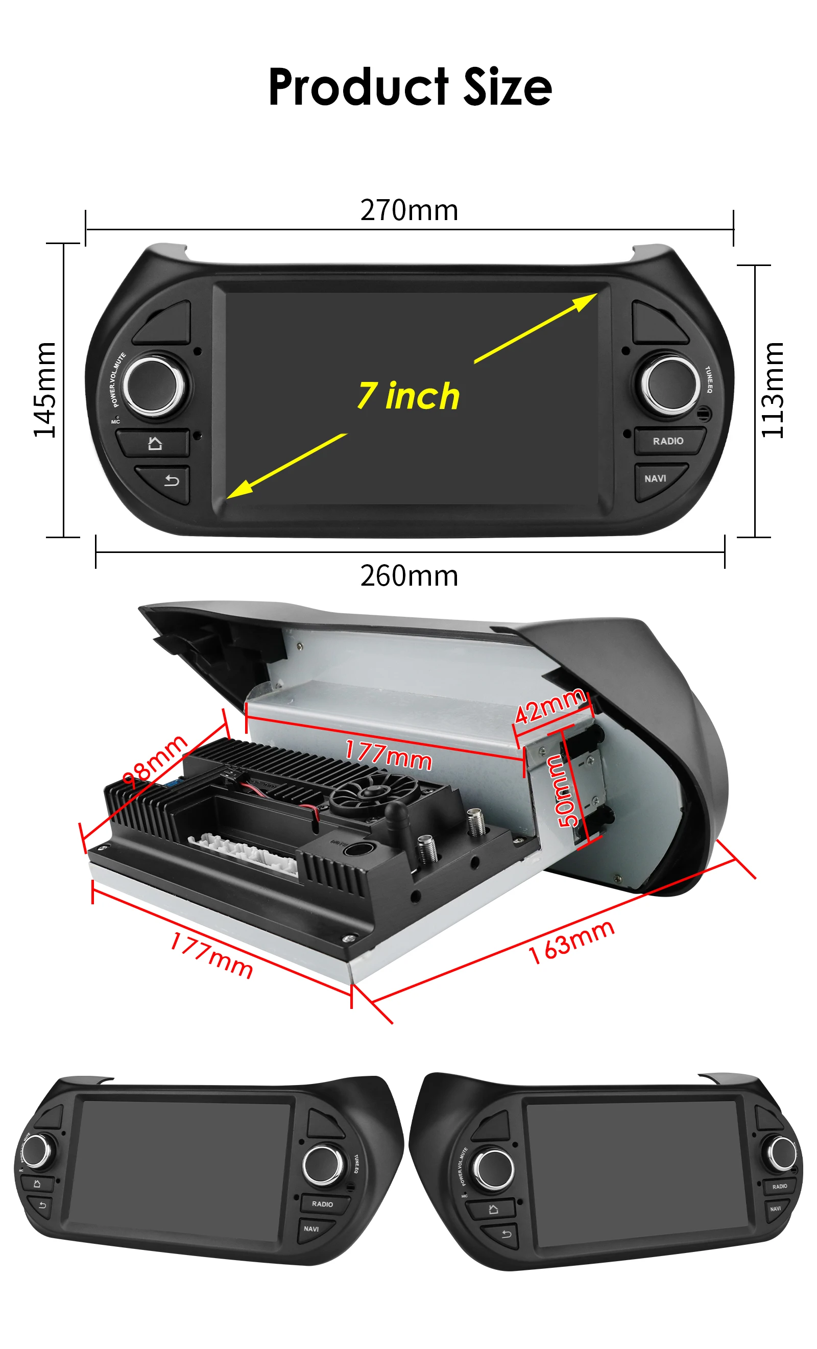 Radio Android 1 DIN Hizpo 7" para Fiorino/Nemo/Bipper Carplay - imagen 5