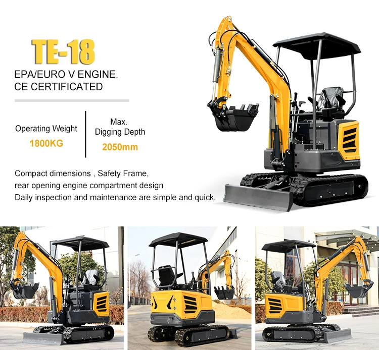 Miniexcavadora sobre orugas Huayee 2 toneladas vista frontal