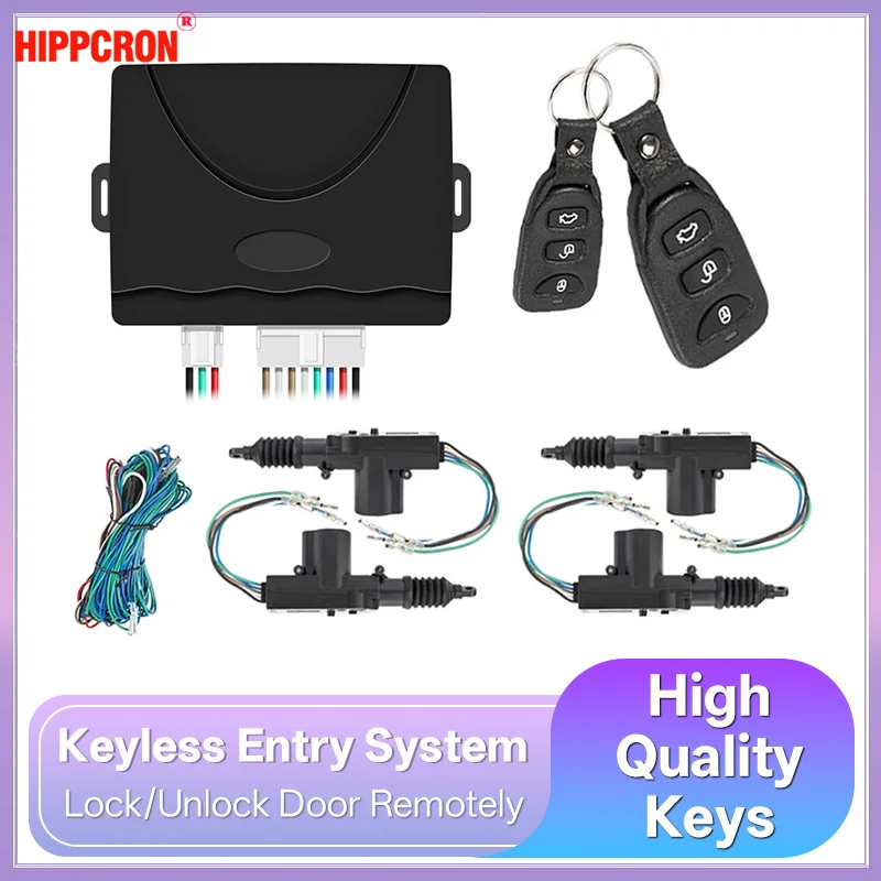 Hippcron cierre centralizado universal con mando y actuadores, 12 V