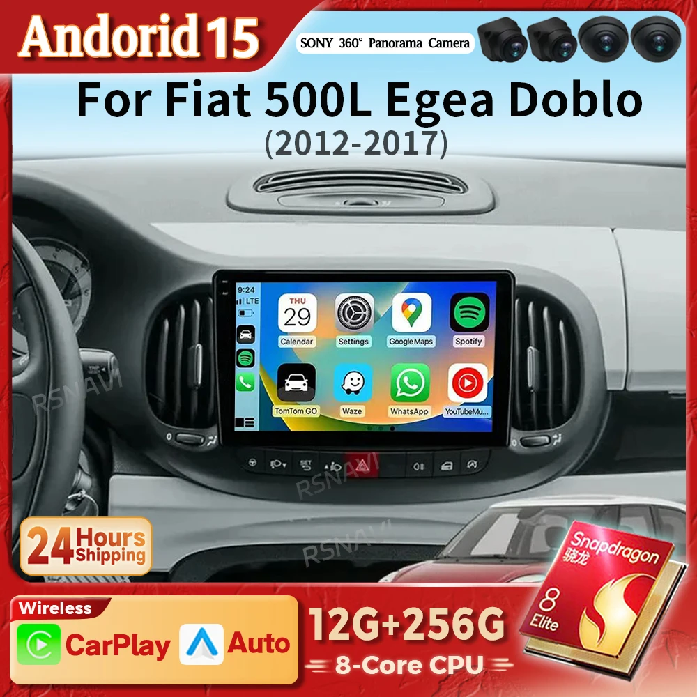 Autoradio 2 DIN Android con CarPlay 2K Qualcomm para Fiat 500L