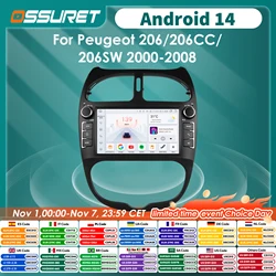 Autoradio Android 2DIN GPS para Peugeot 206 CC/SW 2000-2008