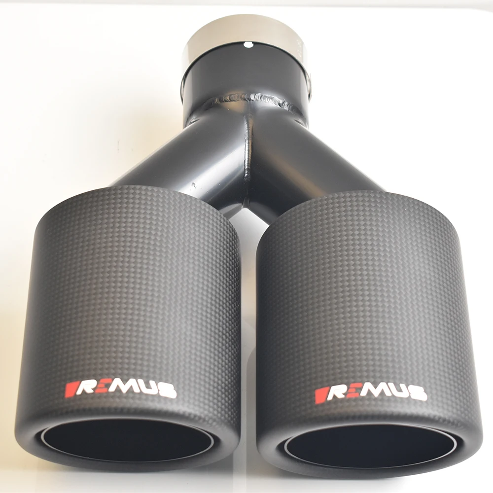 VREMUS Escape doble salida negro mate fibra carbono universal - imagen 2