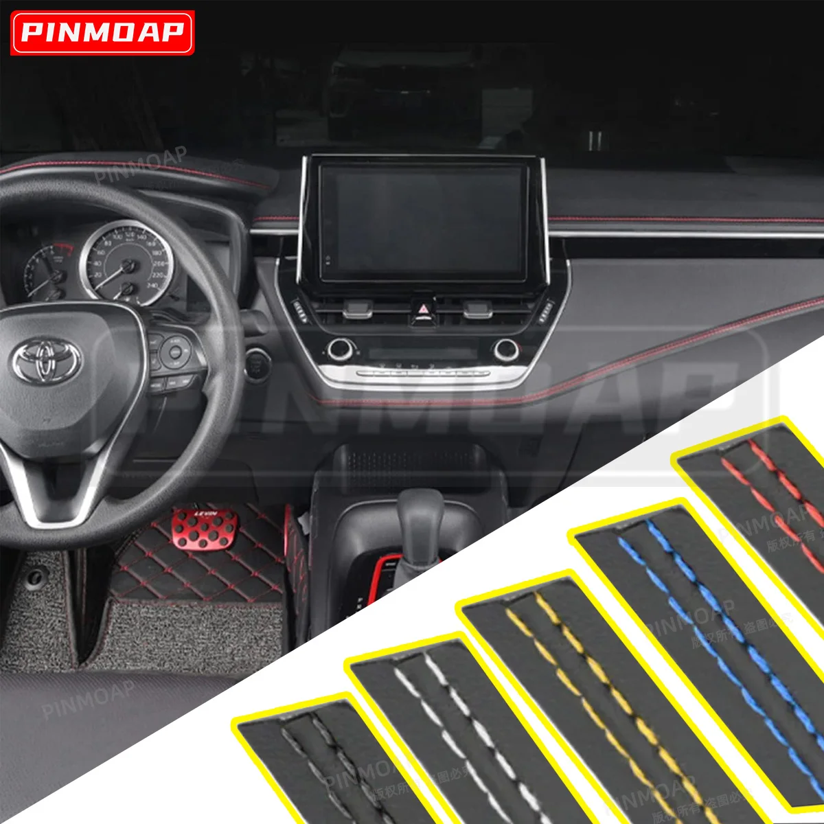 Moldura autoadhesiva interior coche cuero PU trenzada DIY