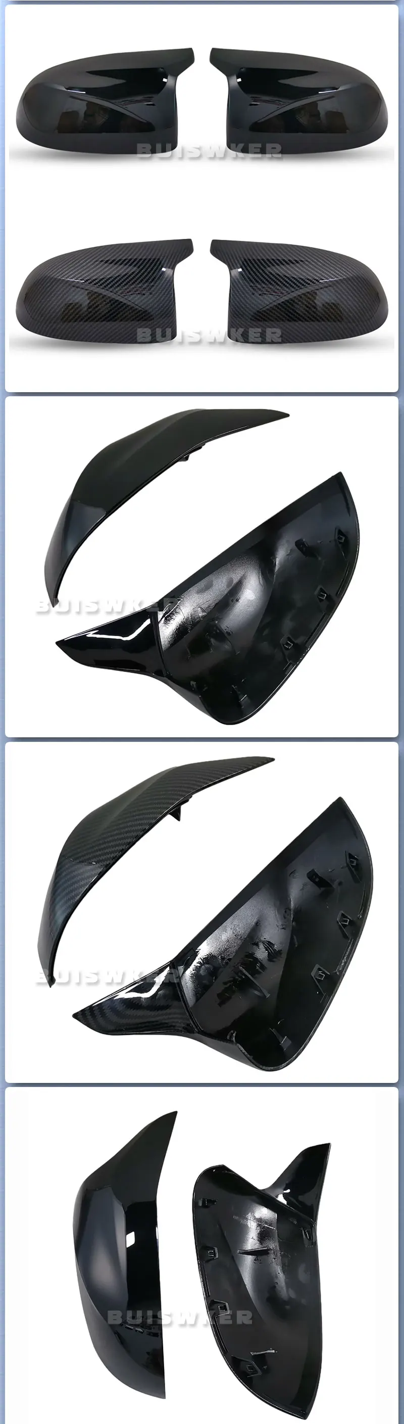 Detalle del patrón de carbono en cubierta de espejo BMW