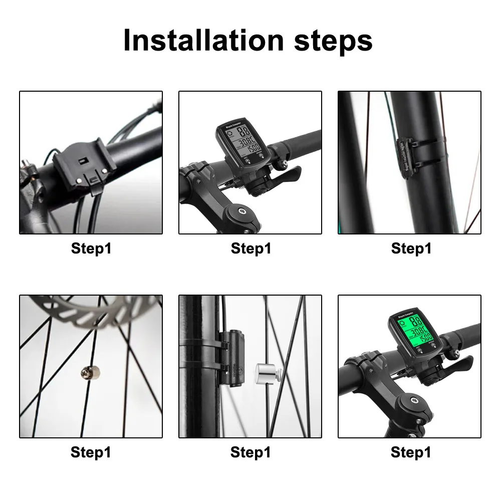 Velocímetro bicicleta LCD impermeable con cable y retroiluminación - imagen 5