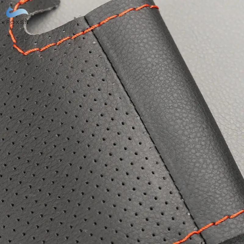 Cubierta de volante microfibra perforada cosida a mano Kia K5 Optima 2008-2013