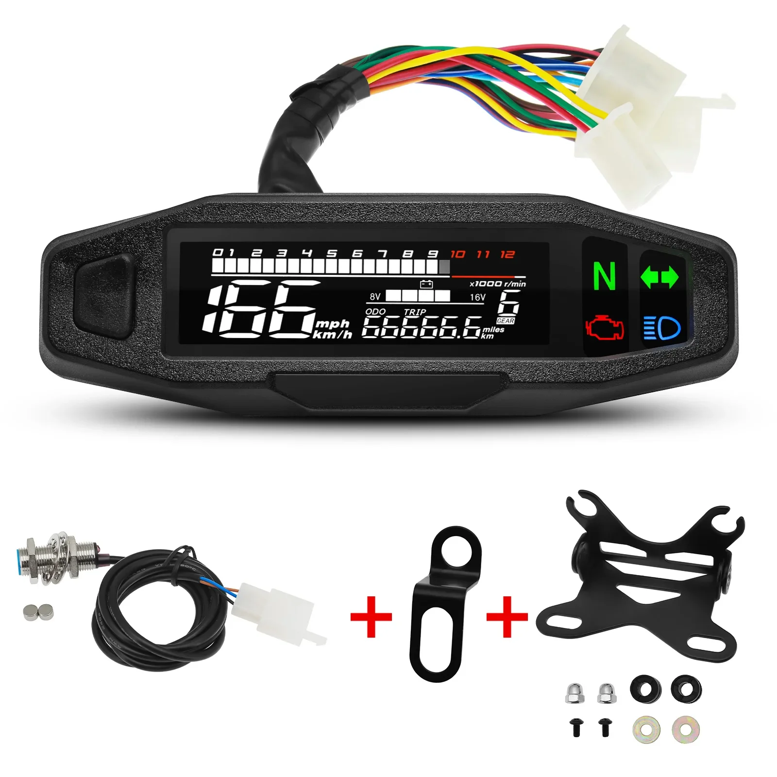 Medidor Digital LCD Universal para motocicleta, velocímetro, odómetro, inyección eléctrica, tacómetro de combustible para motocicleta, piezas de motocicleta - imagen 4