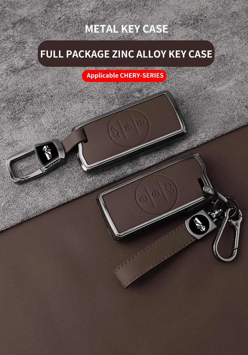 Funda de aleación de zinc y cuero para llave de coche
