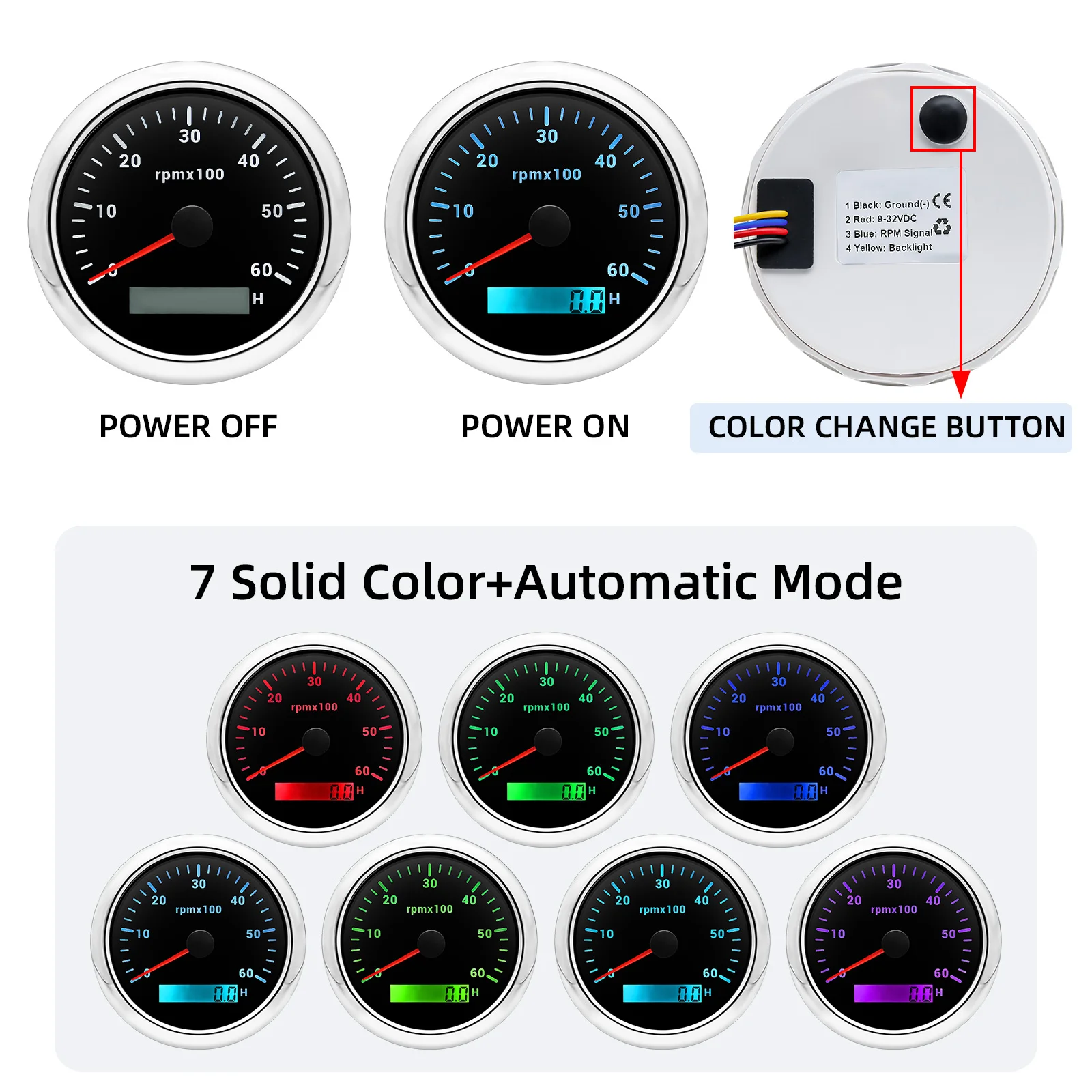 Tacómetro digital de pantalla LCD para motor, sensor y ajuste - imagen 4