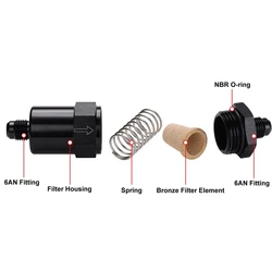 Filtro combustible 6AN billet aluminio negro 30 micras