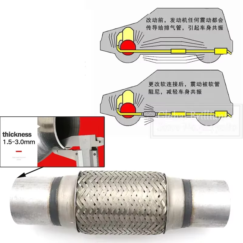 Tubo flexible de escape inoxidable 57/45 mm – conexión silenciador - imagen 4
