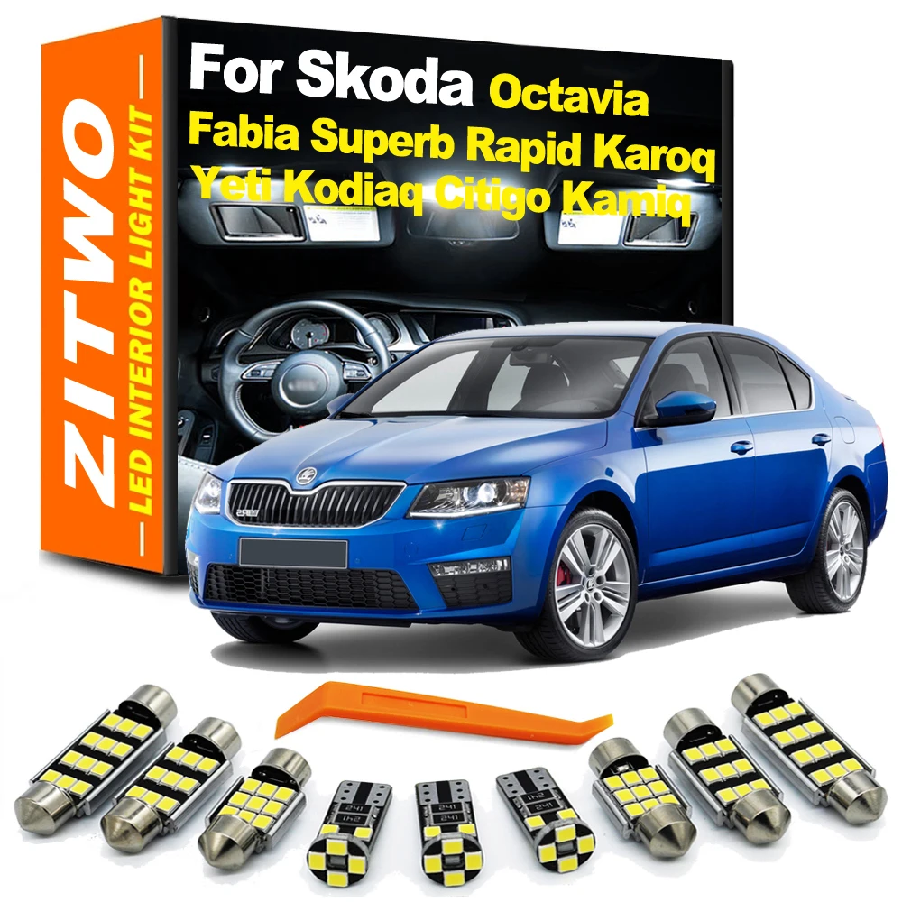 ZITWO Canbus LED luz Interior Kit para Skoda Octavia Fabia Superb Rapid Karoq Yeti Kodiaq Citigo Kamiq Roomster MK1 MK2 MK3
