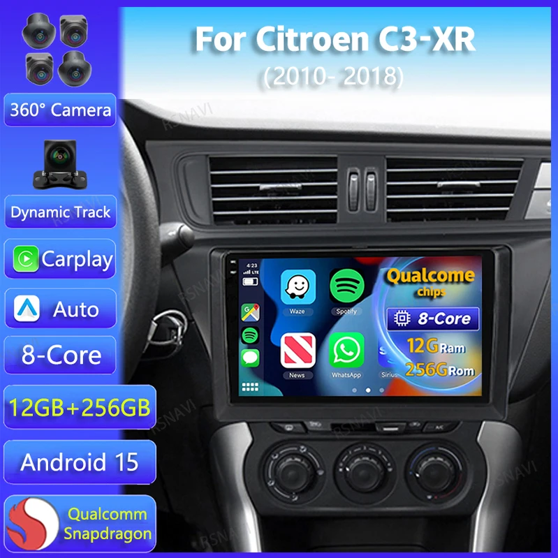 Unidad principal Android 15 con CarPlay para Citroen C3-XR 2010-2018