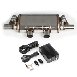 Silenciador en T de escape Universal de 76-63MM, doble entrada, doble salida, válvula de vacío Catback, silenciador de escape con Control remoto de acero inoxidable