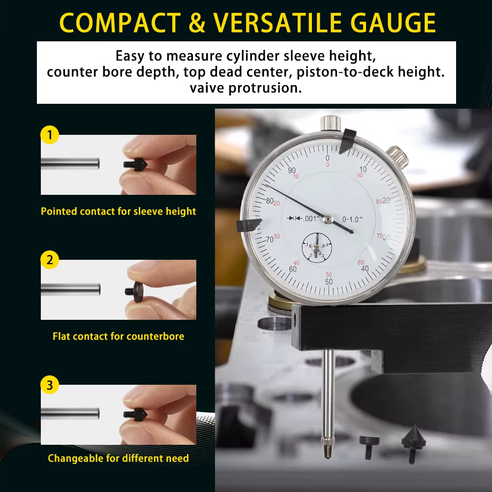 6434 para todos los motores diésel rango de calibre de orificio 0-1,00 "graduación 0,001" lectura 0-100 con calibre de altura de manga de caja y contador de calibre de orificio - imagen 3