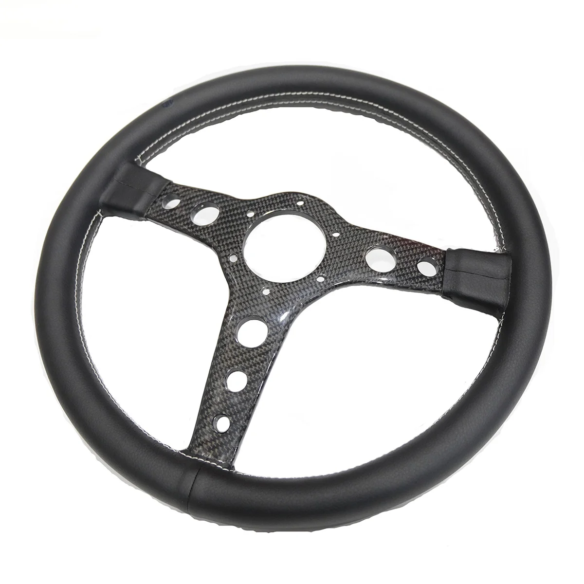 Volante deportivo cuero 340 mm cóncavo con soporte fibra carbono - imagen 2