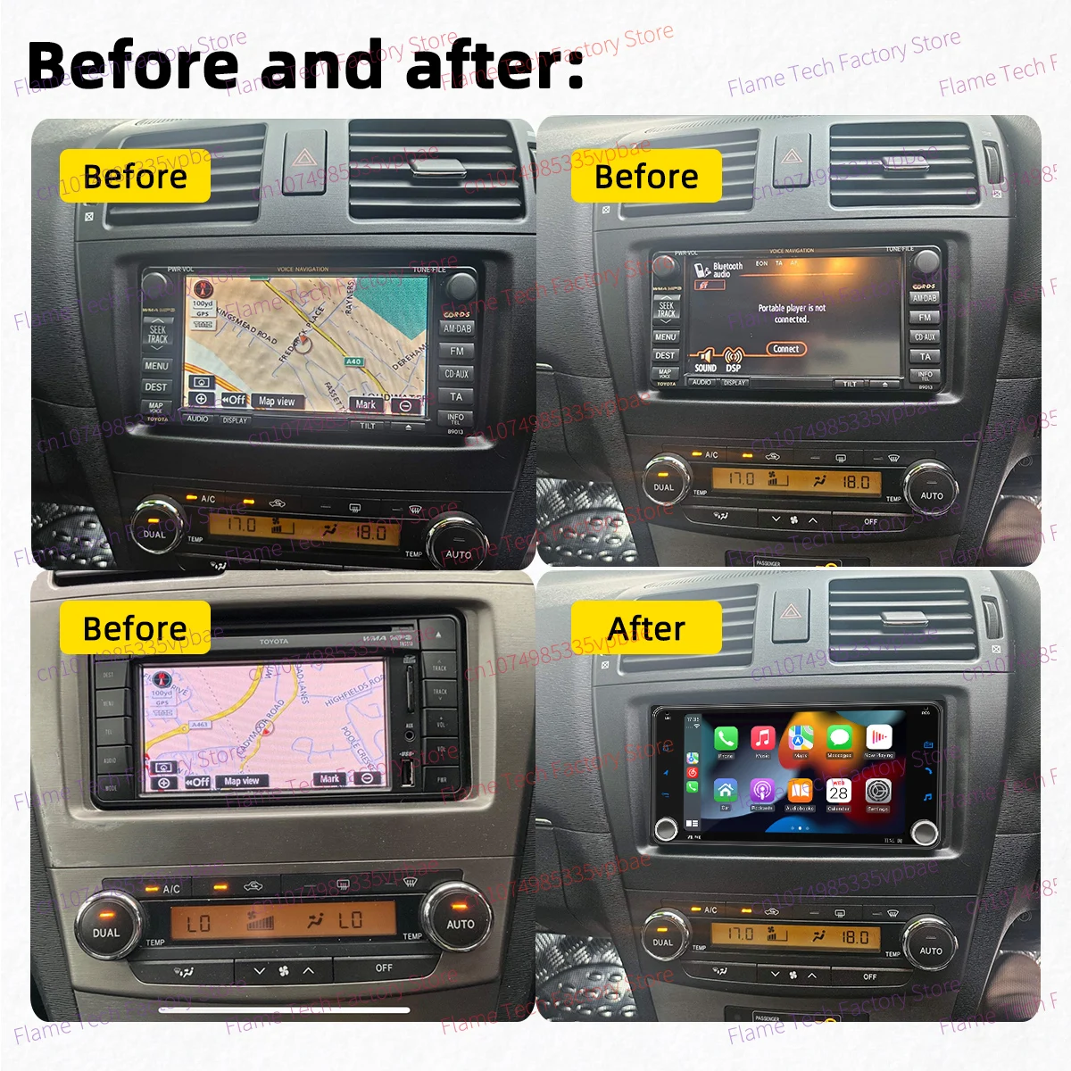 Radio 2 DIN CarPlay Android Auto para Toyota Avensis 2009-2015 - imagen 2