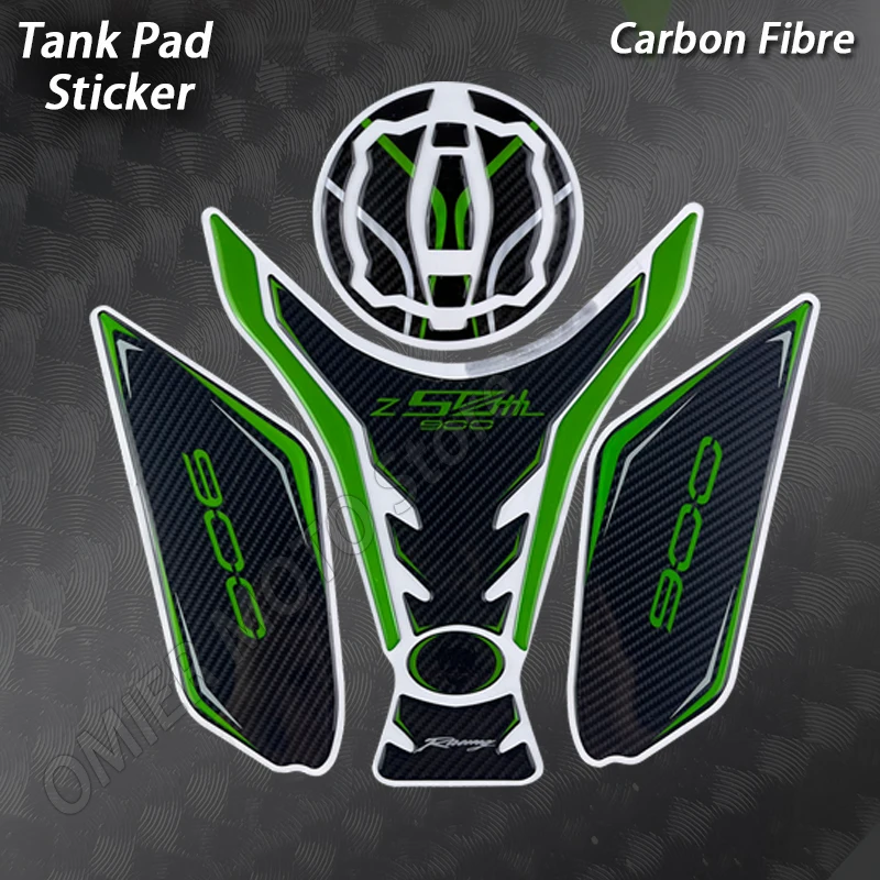 Protector de depósito Kawasaki Z900 SE de fibra de carbono 3D
