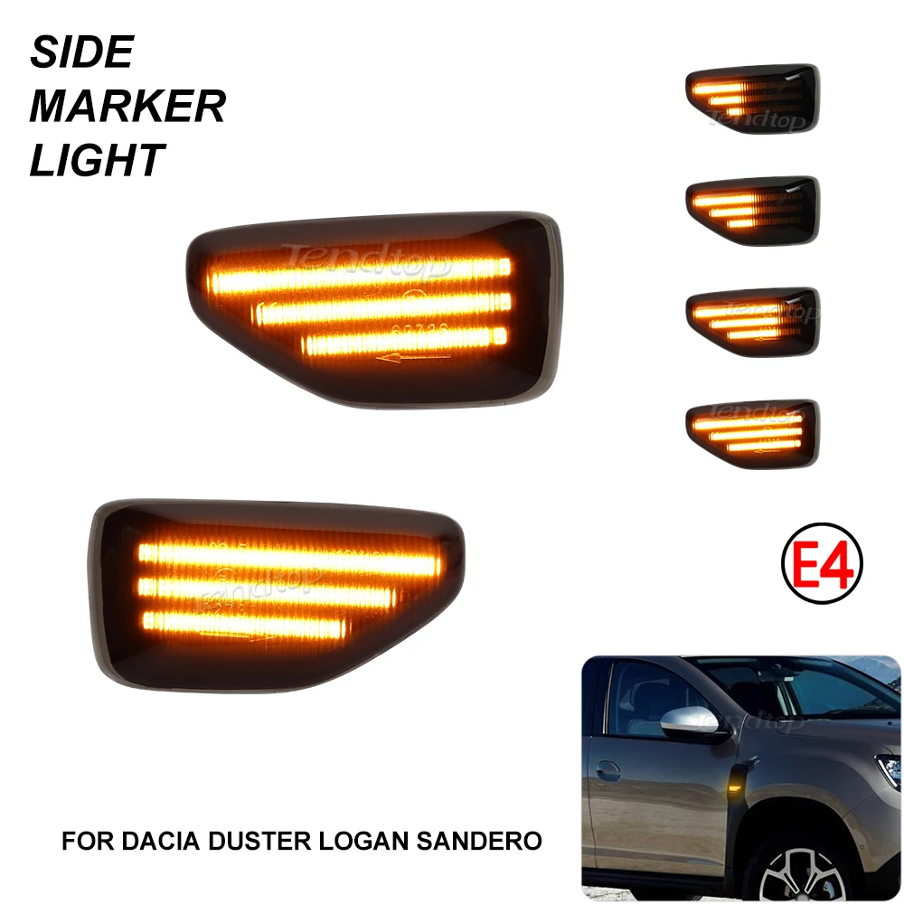 2 uds LED ámbar indicador lateral dinámico luz de señal de giro indicador ámbar lámparas repetidor para Dacia Sandero 2 Logan 2 Duster II