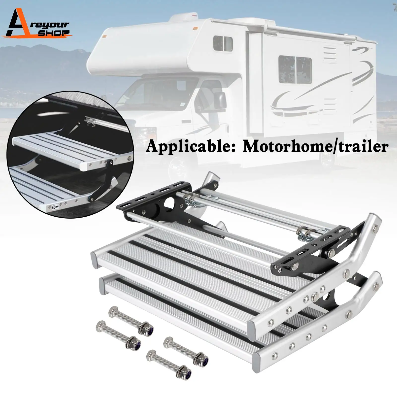 Escalón doble plegable de aluminio para autocaravana